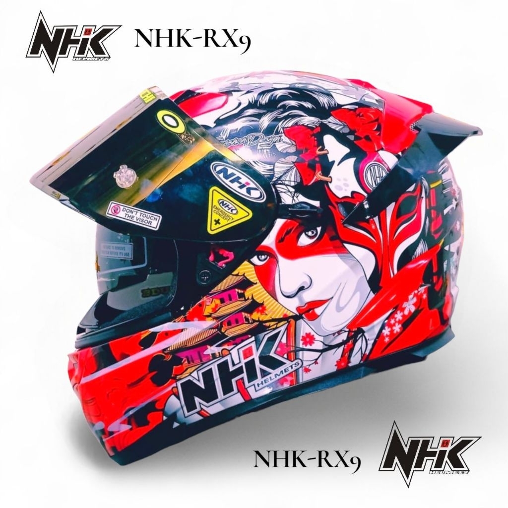Helm full face NHK rx9 Geisha red paket ganteng Original NHK