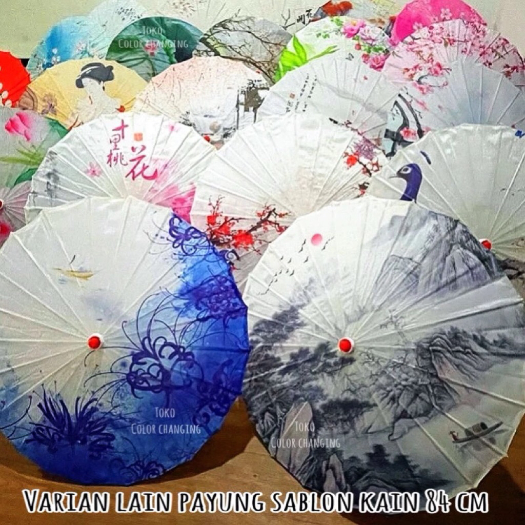 Payung kain geulis outdoor 84 cm sablon payung hias payung geulis part 2