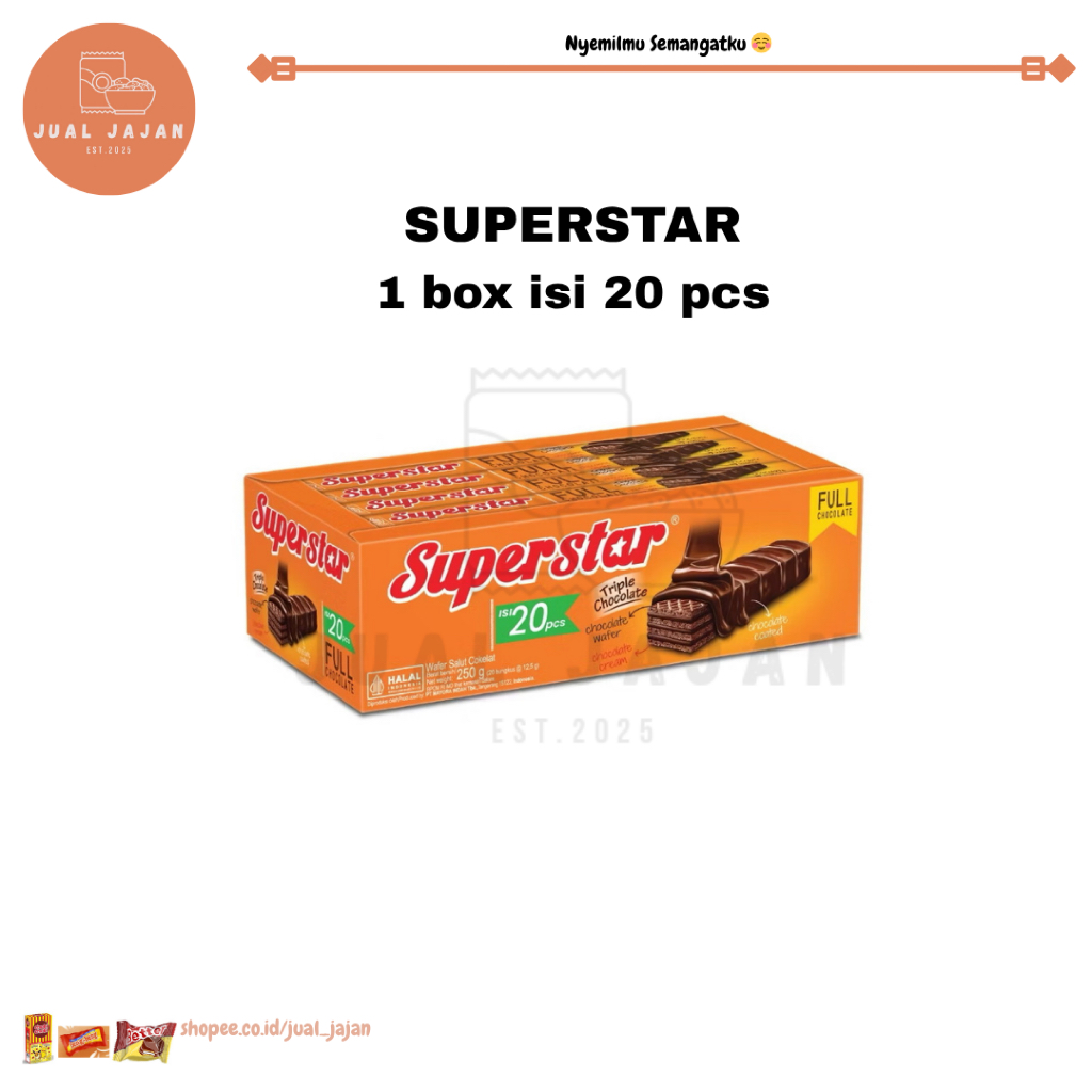 Superstar / wafer stik rasa coklat / jajan superstar / jajan coklat / camilan anak / jajanan anak
