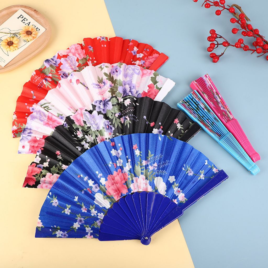KIPAS LIPAT SATEN JEPANG GAGANG POLOS / KIPAS TANGAN JEPANG MEWAH / KIPAS LIPAT SOUVENIR PERNIKAHAN