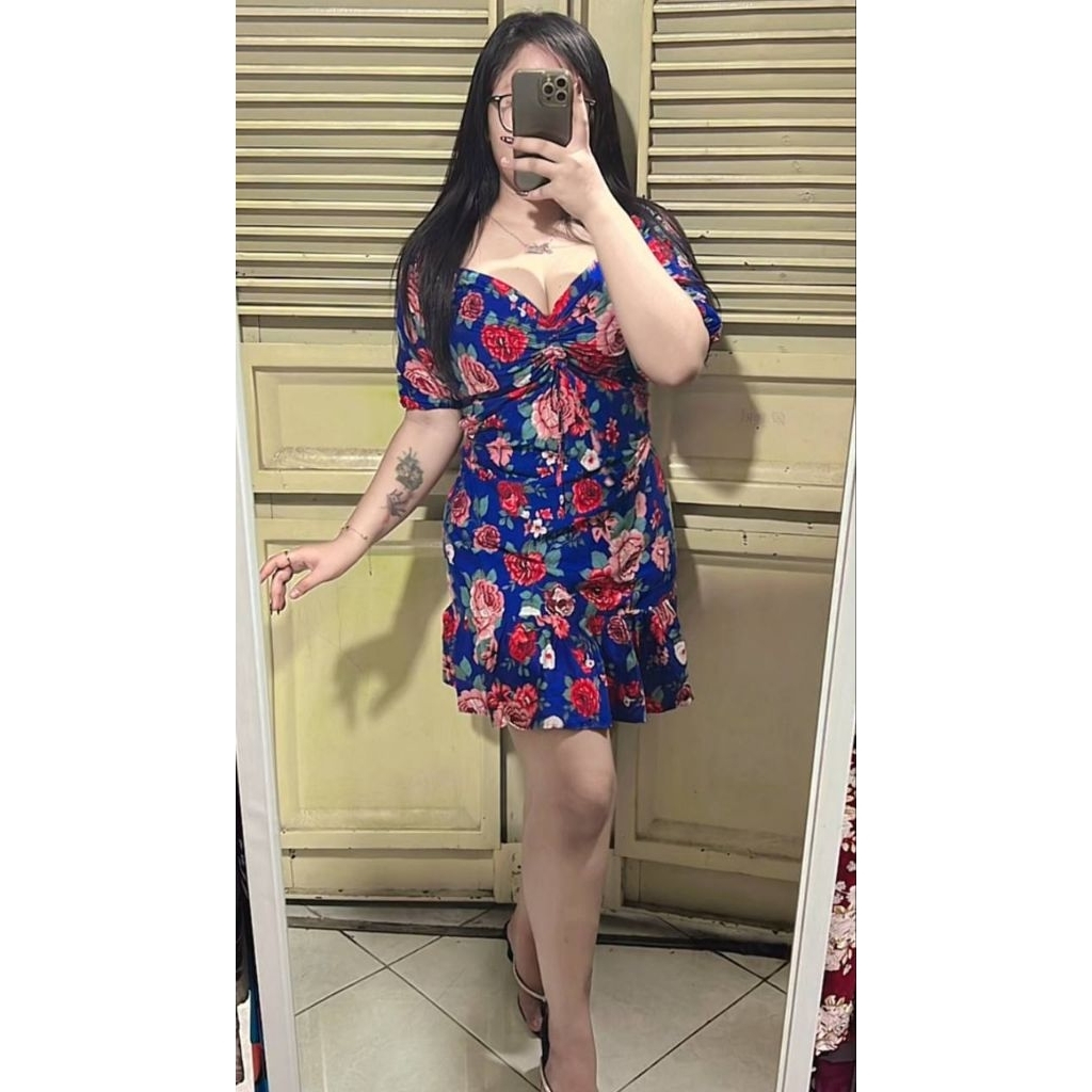 daster bali sabrina serut dada lengan rok ruffle