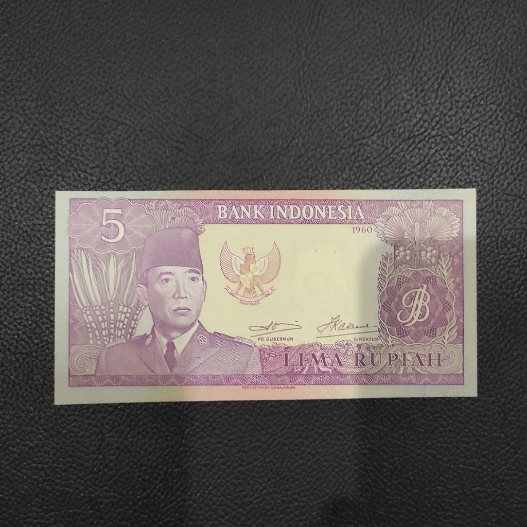 5 rupiah seri Sukarno 1960 UNC Gress