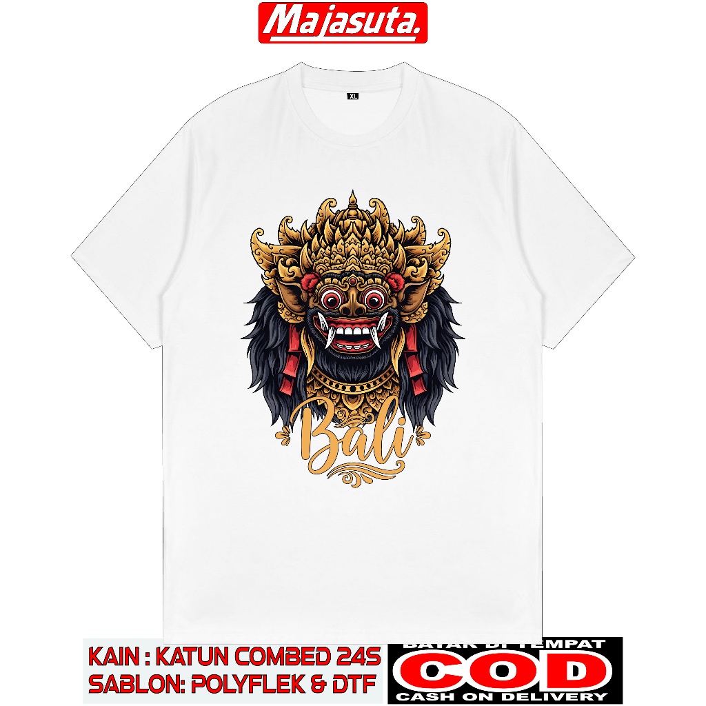 KAOS BALI D WARNA PUTIH DEWASA DAN ANAK COTTON COMBED 24S TEBAL ADEM BISA COD
