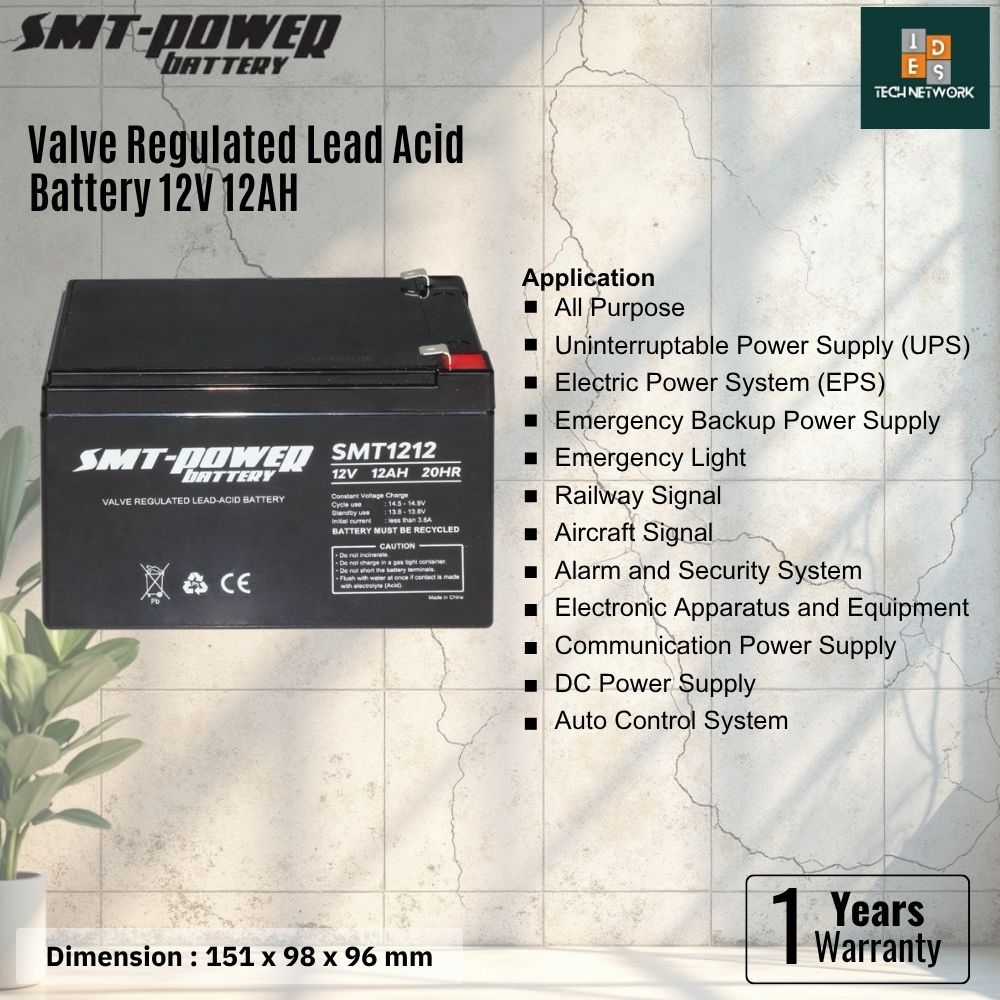 SMT Power Baterai VRLA SMT1212 12V 12AH