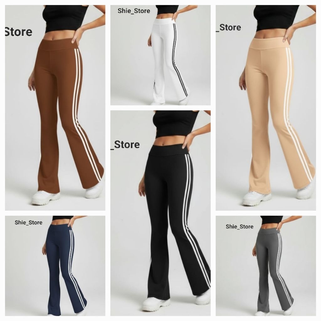 Celana Olahraga Wanita Cutbray List Sport Pants Bahan scuba Cocok untuk Senam, Gym Fit and flare