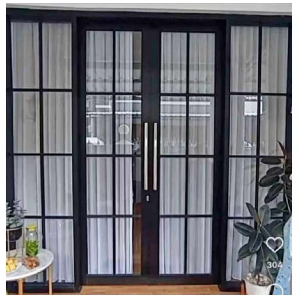 partisi almunium kaca motif ornament 210x250