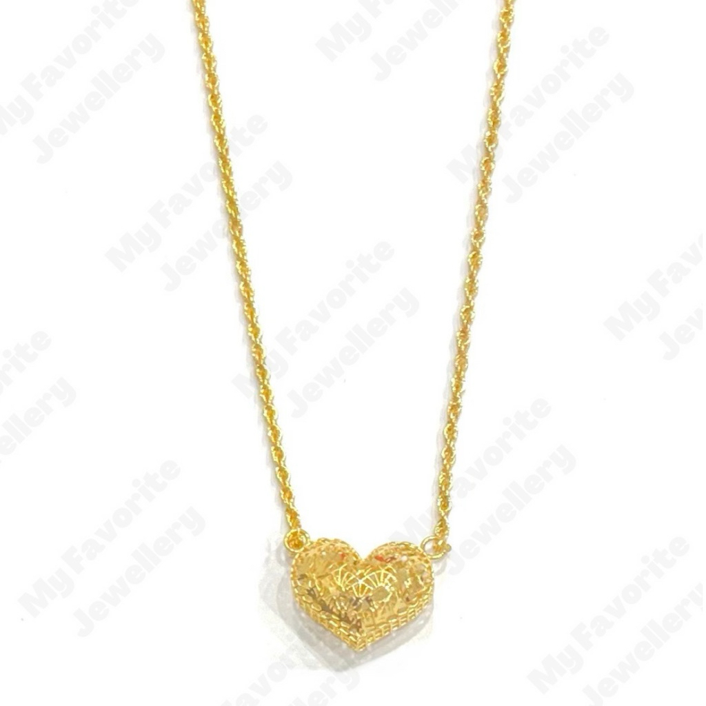 Kalung Tali Korea Variasi Hati Krawang EMAS ASLI kadar 700 16K