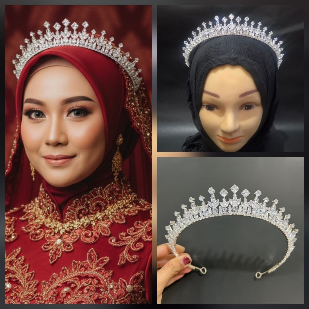 Mahkota Pengantin Zircon Kayla sampai telinga