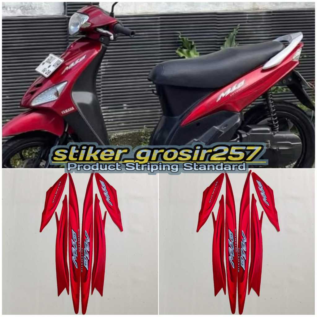 STIKER STRIPING LIS BODY YAMAHA MIO SPORTY TAHUN 2007 STD WARNA MERAH