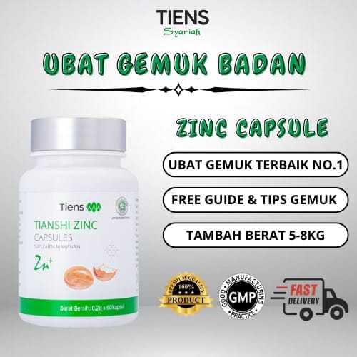 TIENS ZINC CAPSULE ORIGINAL VITAMIN GEMUK BADAN ANAK DEWASA CEPAT AMPUH BPOM OBAT GEMUK BADAN CEPAT 