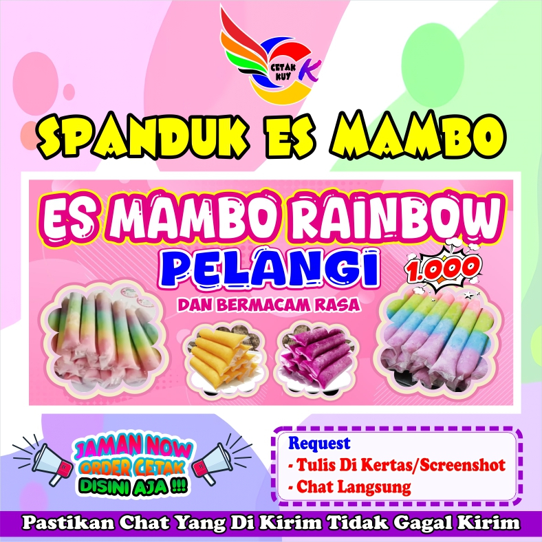 Spanduk banner  Es Mambo murah bisa custom / Banner es mambo kekinian Terbaru ukuran 160x60 bisa COD