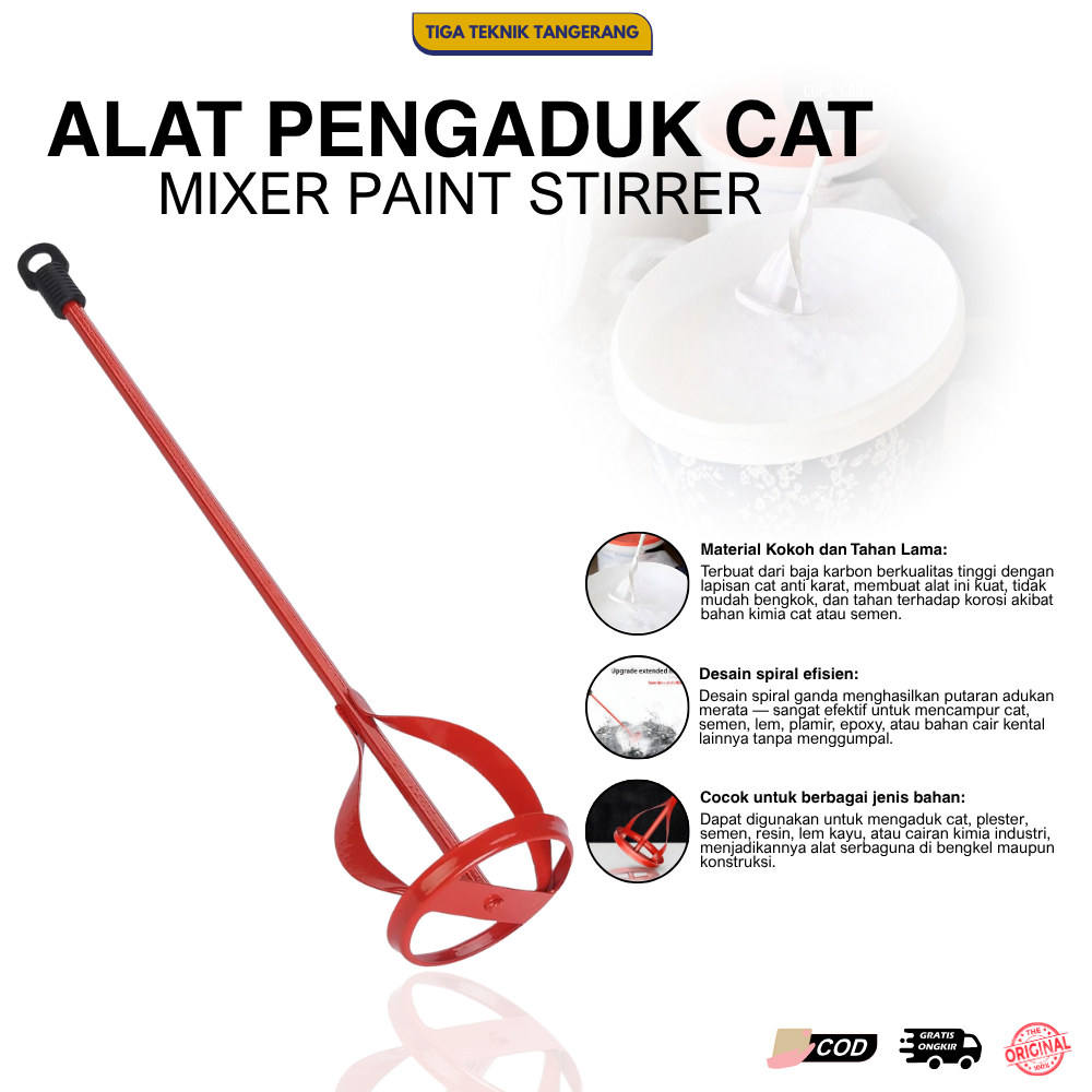 Stik Pengaduk Cat Semen Mixer 8cmx40cm | Mixer Cat Adukan Semen Instant | Mixer Paint