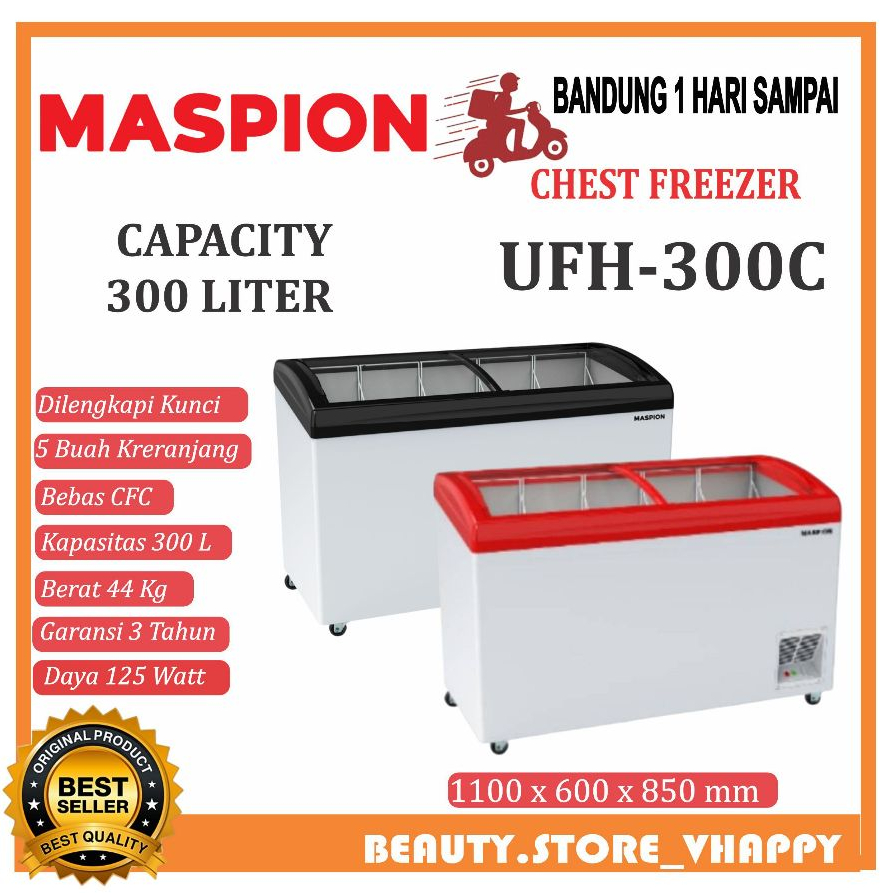 FREEZER MASPION UFH-300C 300L SLIDING FREEZER  LOW WATT GARANSI RESMI