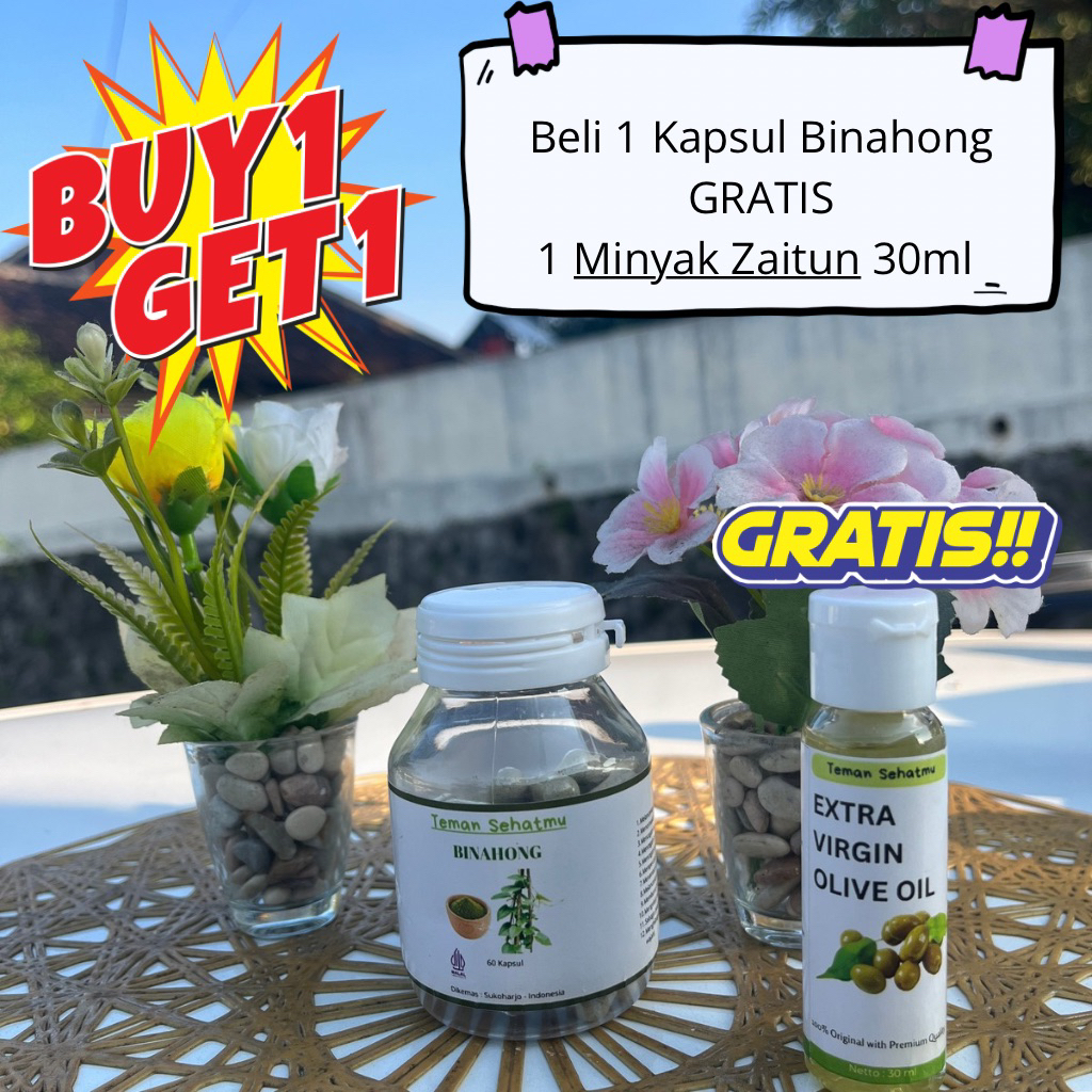 Kapsul Serbuk Binahong Original 100% Murni GRATIS Minyak Zaitun
