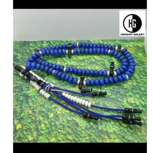 Tasbih tijani batu blue Marjan kombinasi tulang