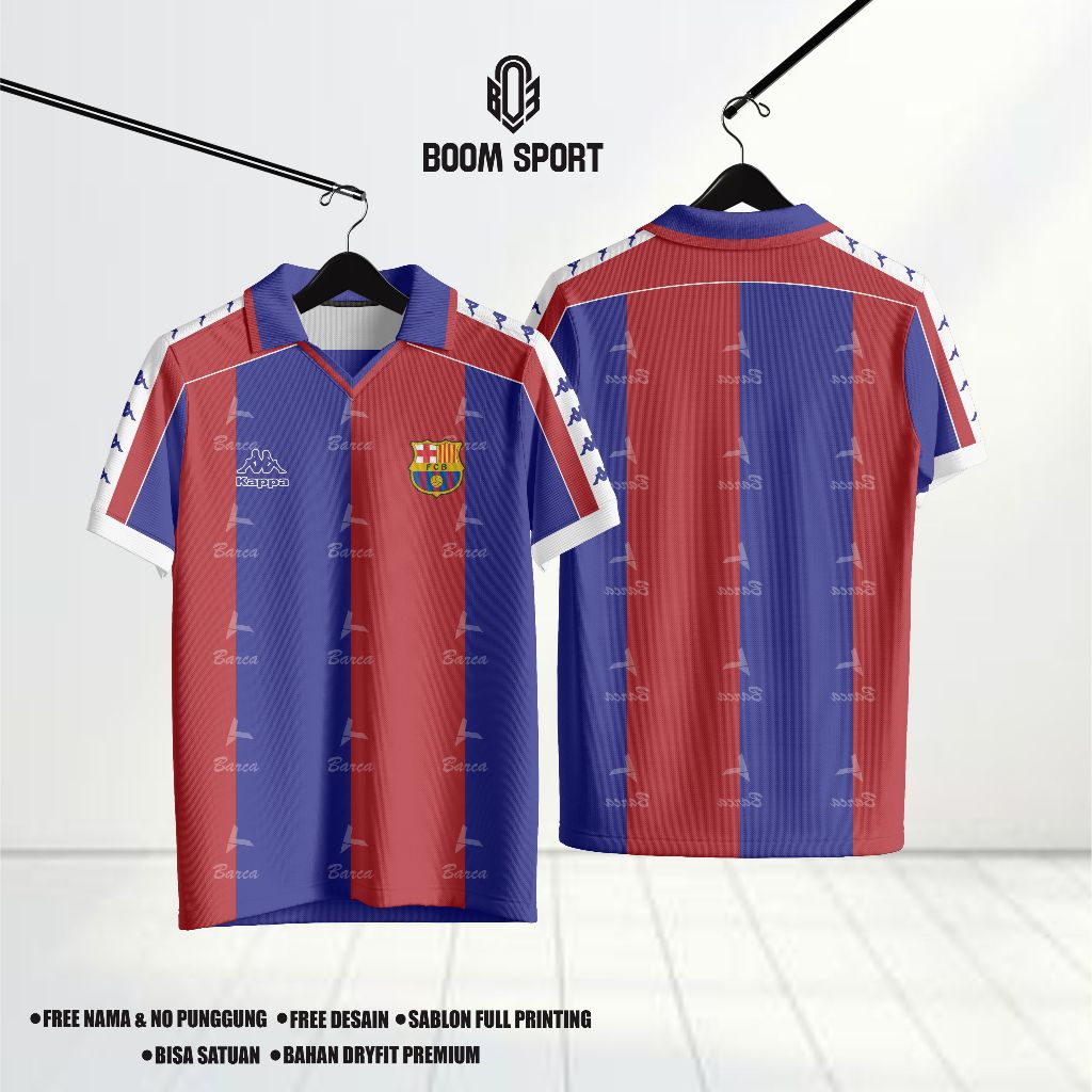 Jersey Fantasy Barcelona Home 1995-97 Vintage Kappa Jersey Full Printing DryFit Premium