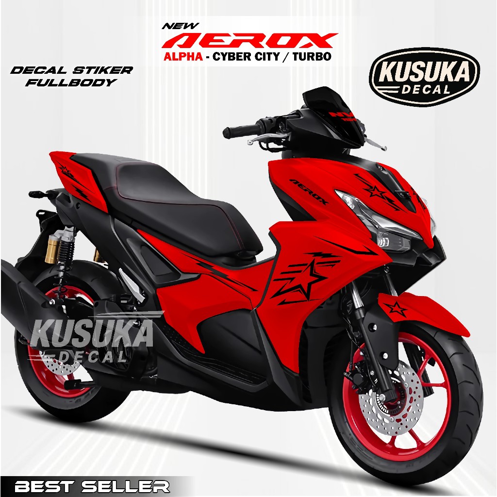 Kusuka Decal ~ New Stiker Fullbody Aerox Alpha Turbo Warna Plosan List bintang