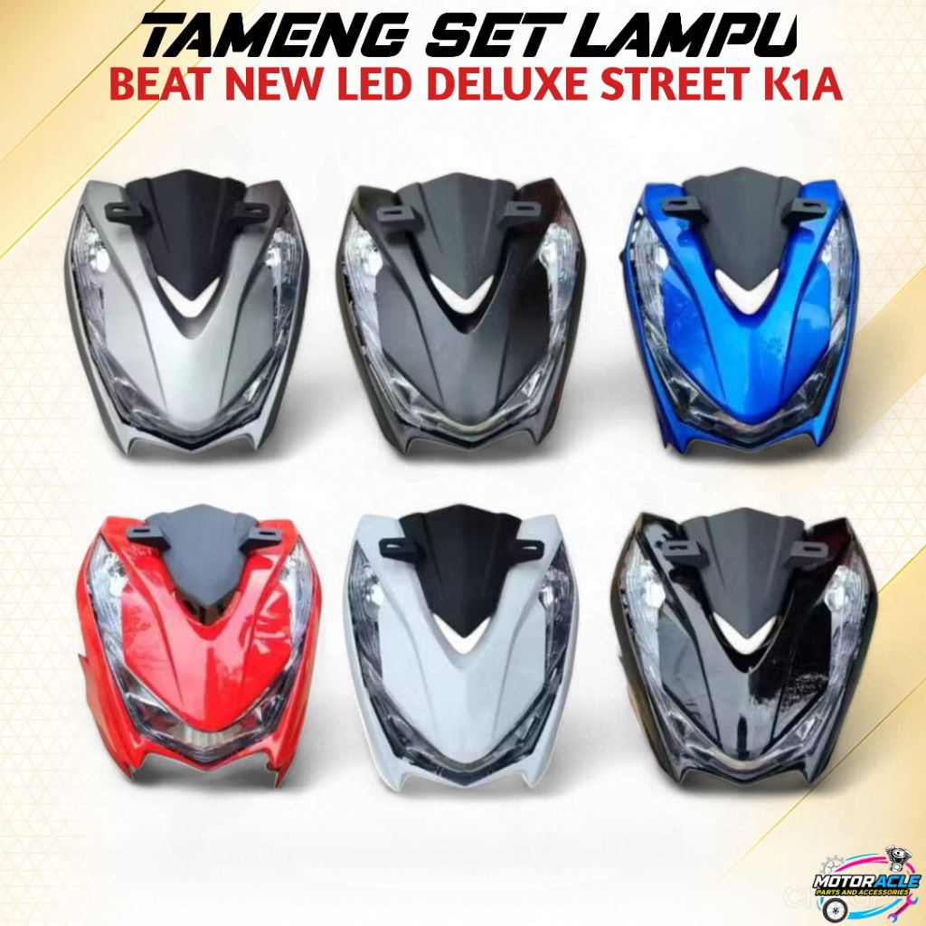 Tameng Depan Set Reflektor Lampu Depan Beat New Led Cbs Deluxe Street K1A 2021 2022 2023 FULL SET TA