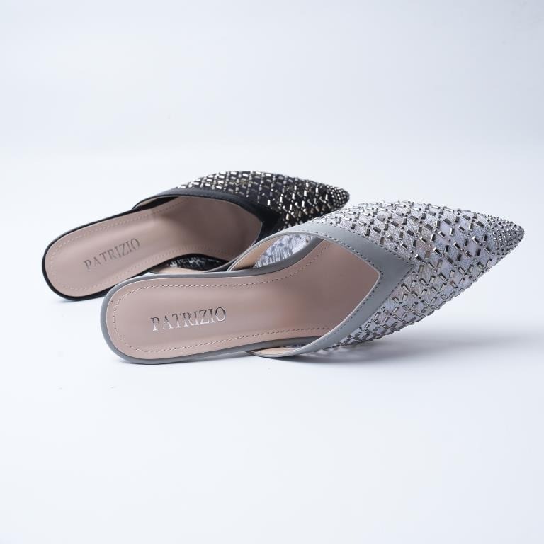 Patrizio Sendal Pesta Heels Wanita Bustong Aksen Permata Tinggi 6 cm XB05-01