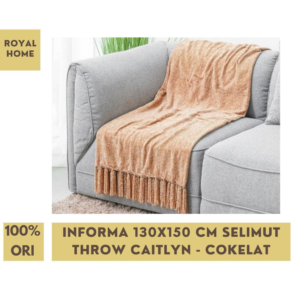 Informa 130x150Cm Selimut Lembut Throw Caitlyn Cokelat Throw Blanket Penutup Sofa Tempat Tidur