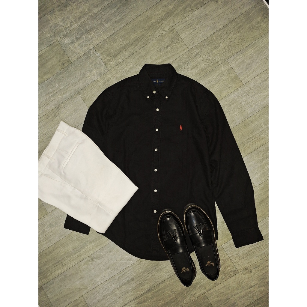 Kemeja Black Red Pony Polo Ralph Lauren Pria Wanita Oxford Second Original