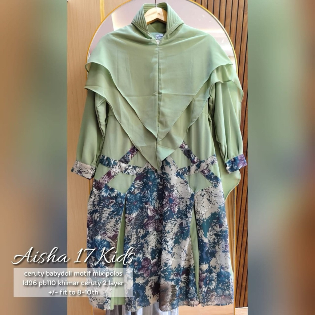 SAVNA | Aisha 17 Kids | Ceruty Babydoll Motif Mix polos set khimar