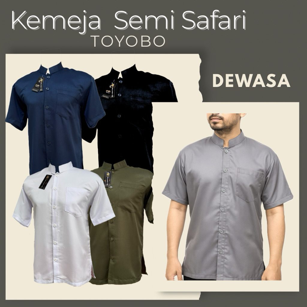 Kemeja Semi Safari Bali/ Baju Koko Lengan Pendek Dewasa