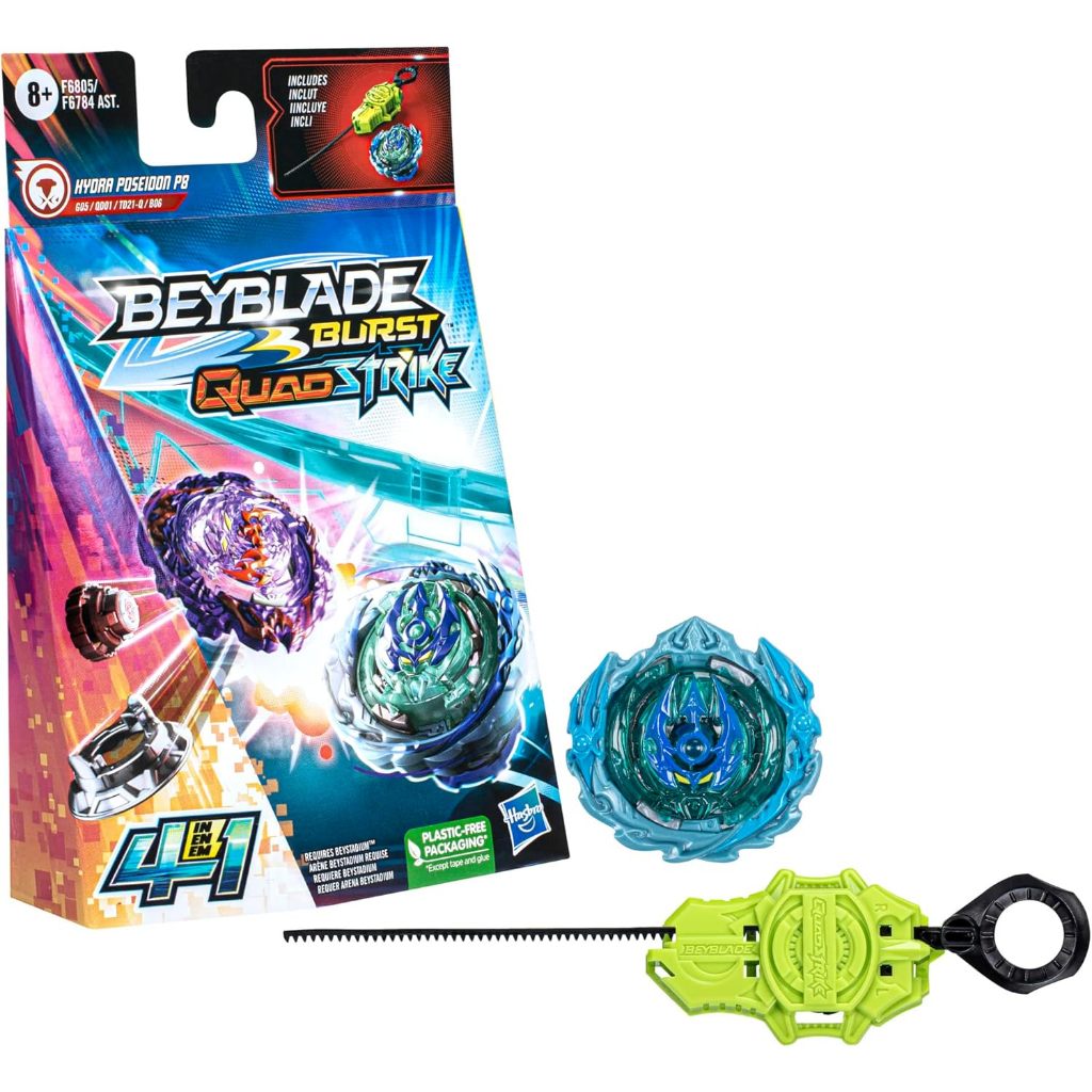Beyblade Burst QuadStrike Hydra Poseidon P8 Spinning Top Starter Pack