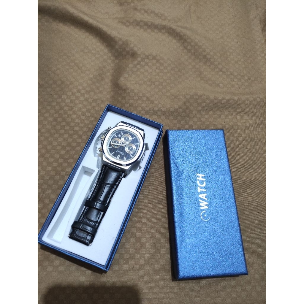 CX-922 Jam Tangan Pria Multifungsi Kalender Chronograph Moon phase Quartz Luminous Anti Air Stainles