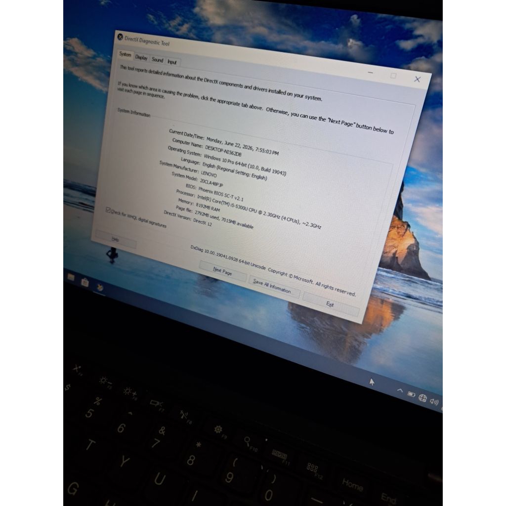 Lenovo x250 i5 gen 5 ssd 120 ram 8