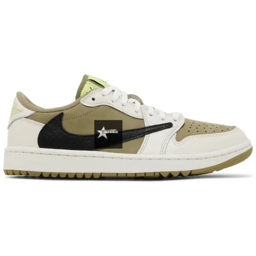 Sepatu Travis Scott X AJ 1 Low Golf Olive