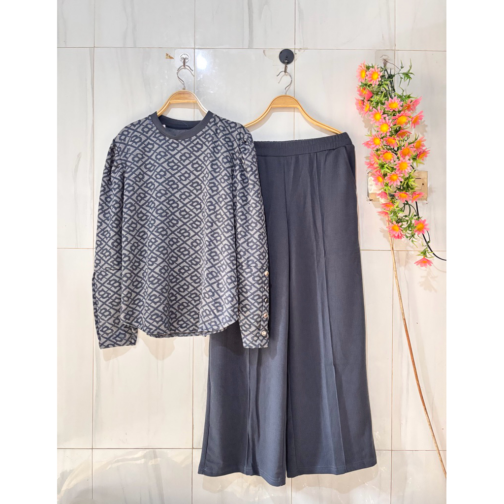 setelan celana wanita knit premium set knit wanita setelan celana kaos knit wanita setelan