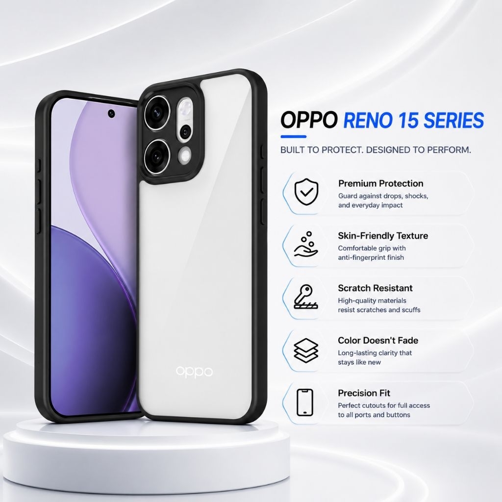 Case Oppo Reno 15 / 15F 5G  Hardcase Clear Edge Backcase Casing Oppo Reno 15 Series
