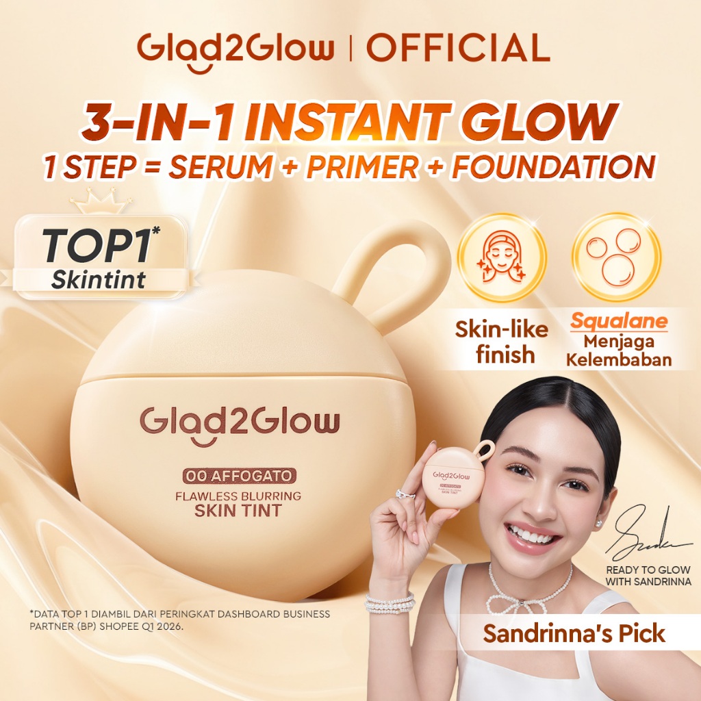 [Hot sale]Glad2Glow FLAWLESS BLURRING SKIN TINT 30G Concealer Foundation Bedak padat Make up Lightwe