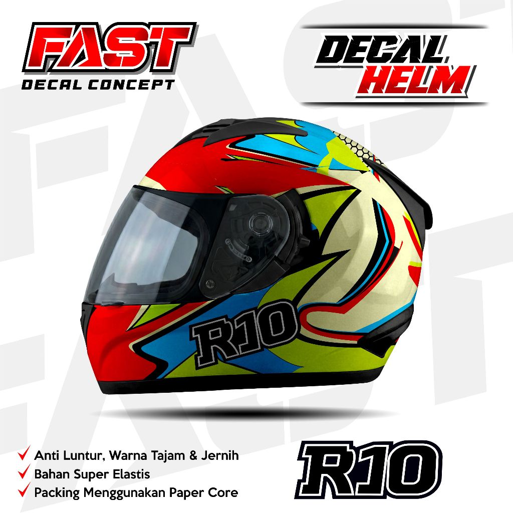 Decal stiker helm KYT R10 Full face Motif Abstrak Racing Livery HELM KYT R10 Design Sticker Helm Ant