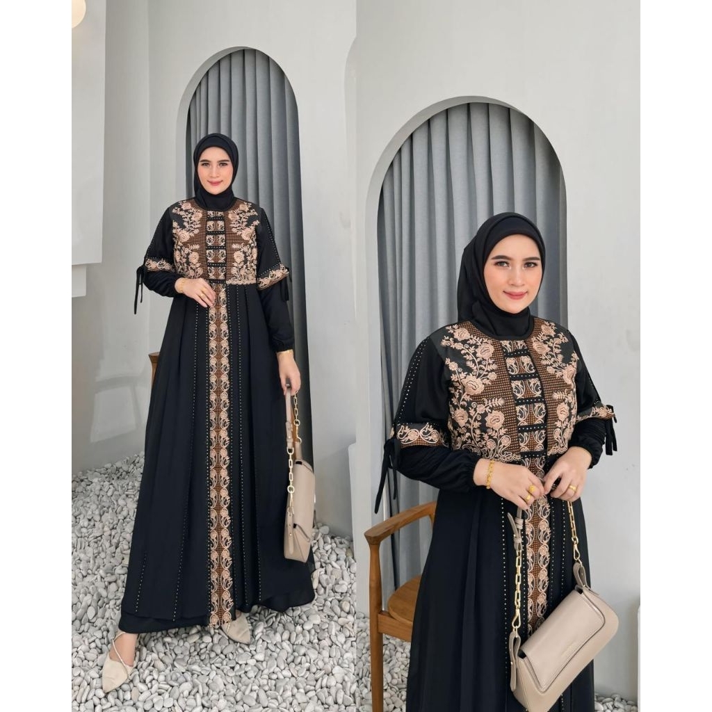COD Gamis Abaya Turkey Jersey Mix Ceruty Model INDIA MAHARANI Terbaru