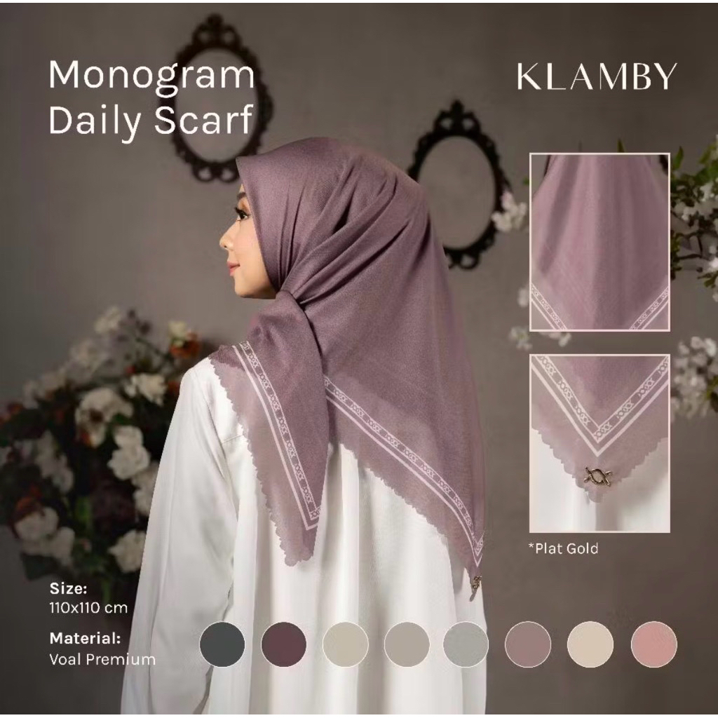 Monogram daily Oat Milk Bistre Navy Chain Dayu Charlotte Mandalika Alphabet Buton Meranti Scarf Saph