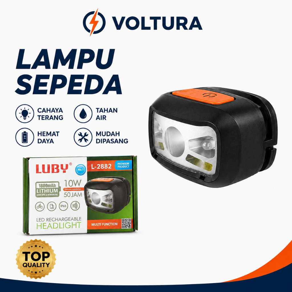 Luby L-2882 senter kepala sensor 10w sepeda 10 watt w 50h 50 jam