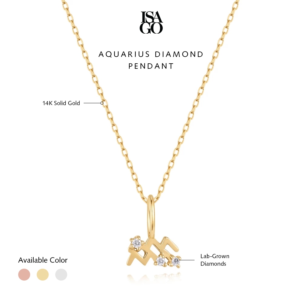 Isago Aquarius Diamond Pendant Zodiak Kalung Gelang