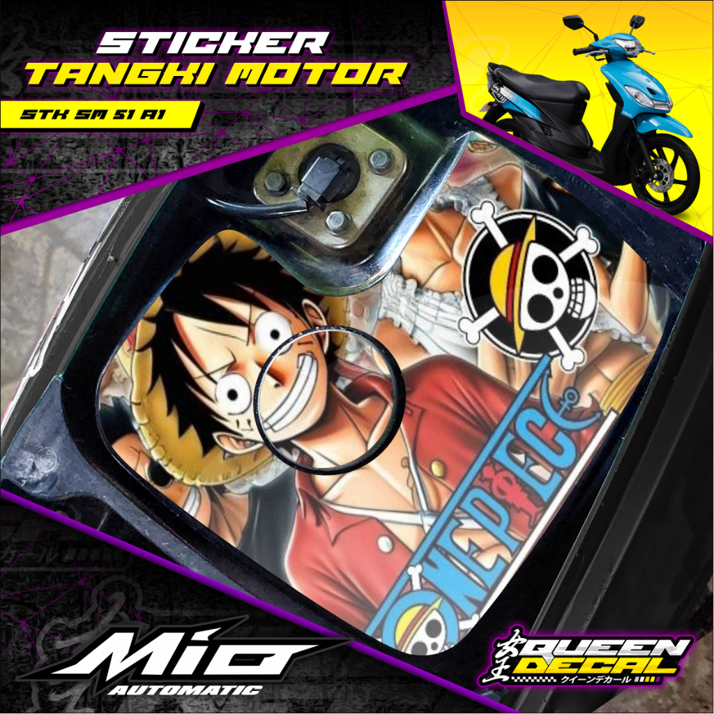 Sticker Cover Tangki Motor Mio Sporty Desain Karakter One Piece Monkey D. Luffy - Sticker Aksesoris 