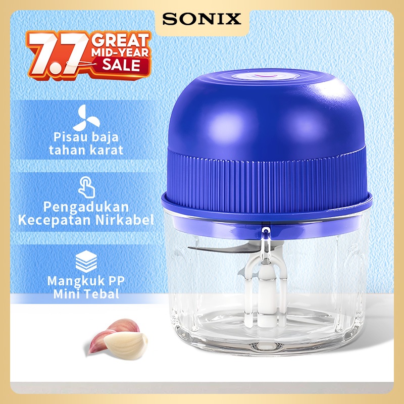 Sonix Portable Mini Wireless Electric Garlic Mincer SBC03 Food Grade Multi function Blender 250ml 3 