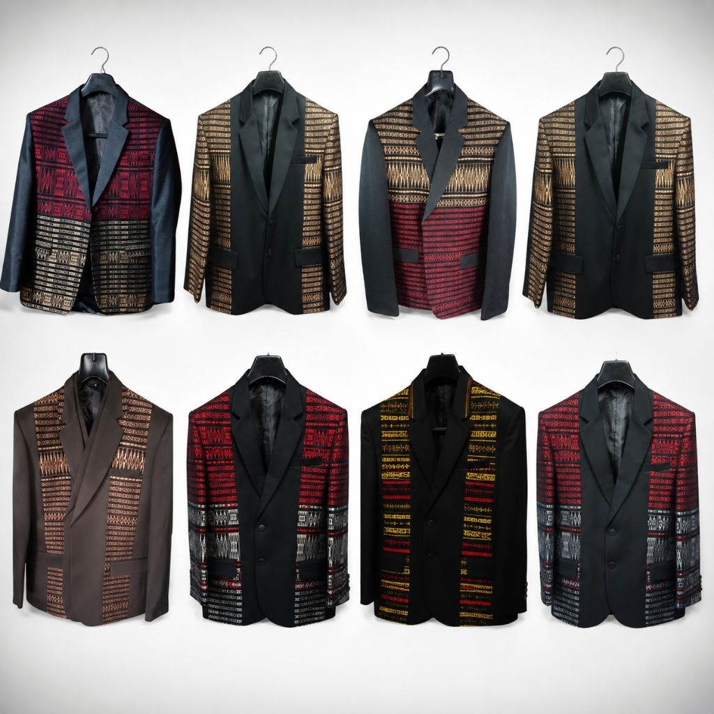 Setelan Jas Batak Modern + Celana Formal – Motif Ulos Elegan