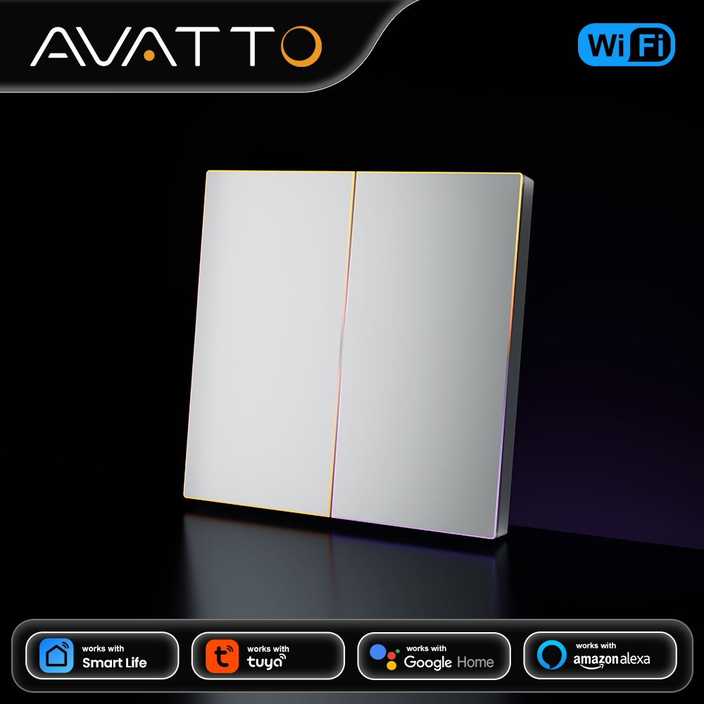 AVATTO Tuya WiFi Smart Wall Switch EU 1/2/3/4Gang Saklar Lampu Pintar White Saklar Pintar Home Autom