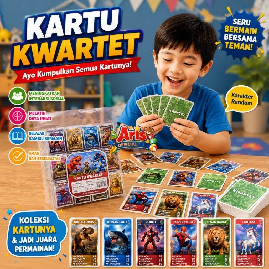 Mainan Kartu Kwartet DG Kuartet Murah Karakter Kartun Random