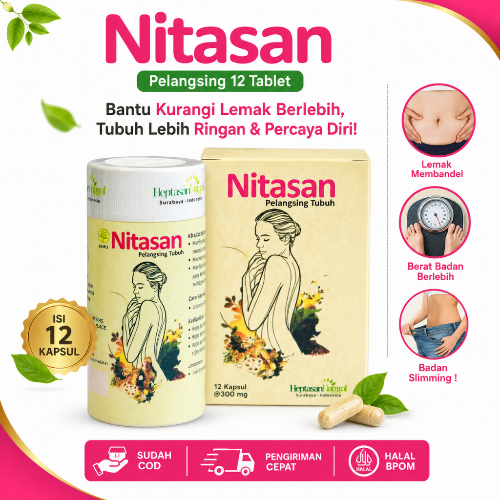 Nitasan Pelangsing 12 Tablet Asli Original Obat Diet Herbal Pembakar Lemak Membandel Penurun Berat B