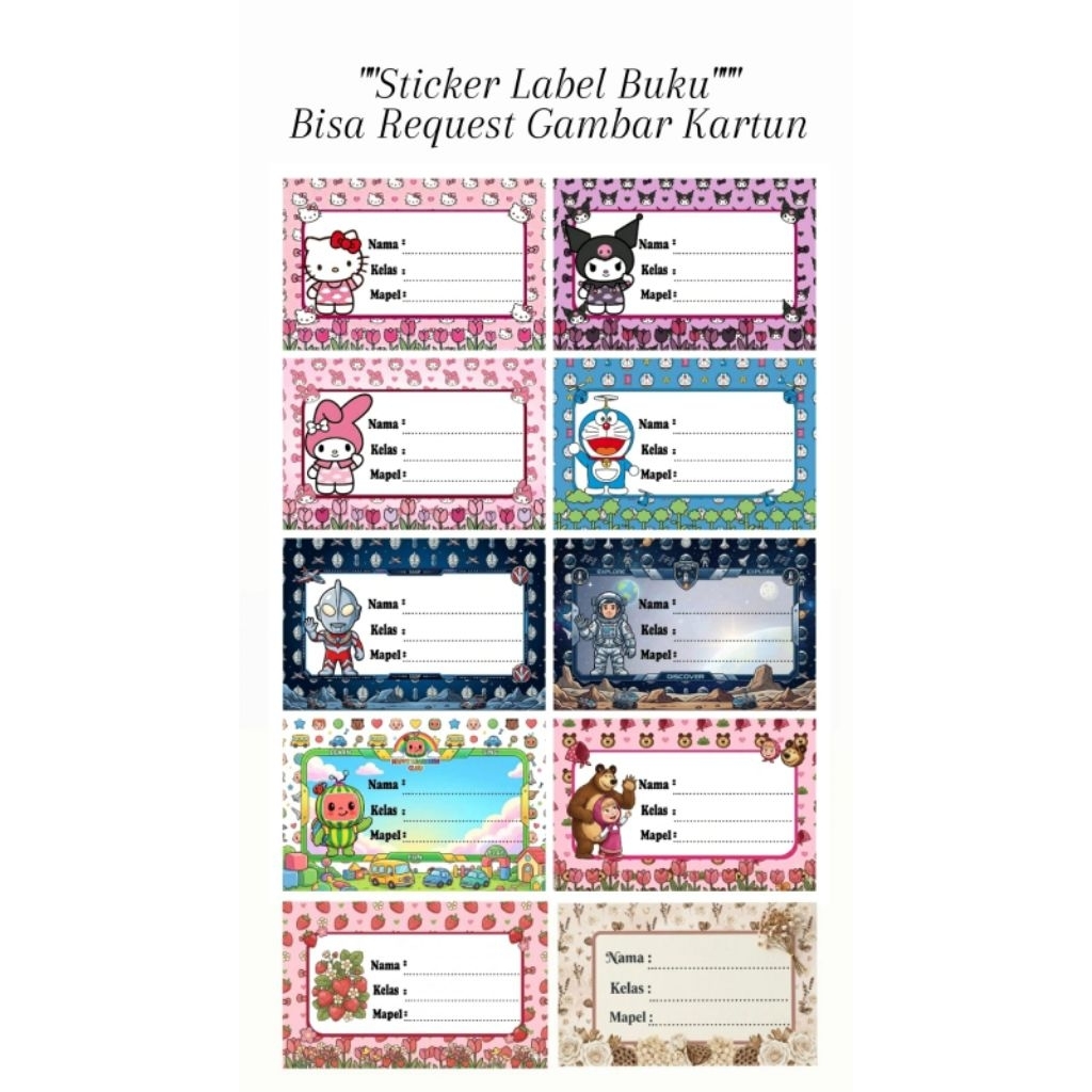 stiker label buku tulis