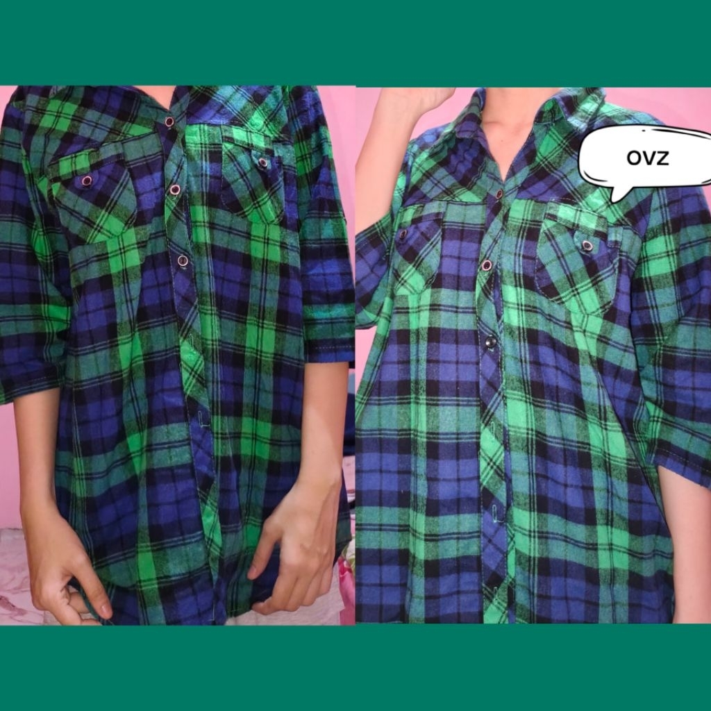 byly - (preloved) KEMEJA FLANEL HIJAU KOTAK KOTAK - kemeja cewek, kemeja cowok