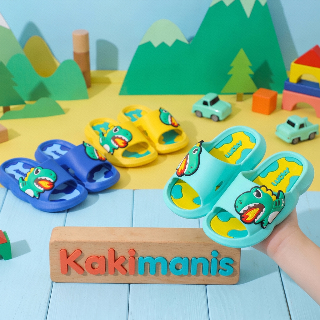 PROMO 7.7 IMPORT Kakimanis B345 Sandal Dinosaurus Cute Sandal Anak Laki Laki Perempuan Kekinian Send