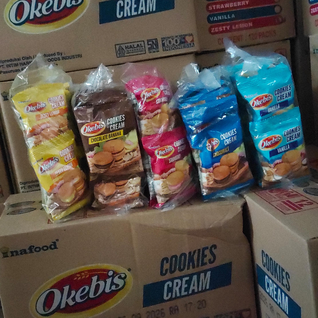 Okebis Inafood Cookies Cream 10gr  - 1 dus isi 120pcs (KARTONAN)