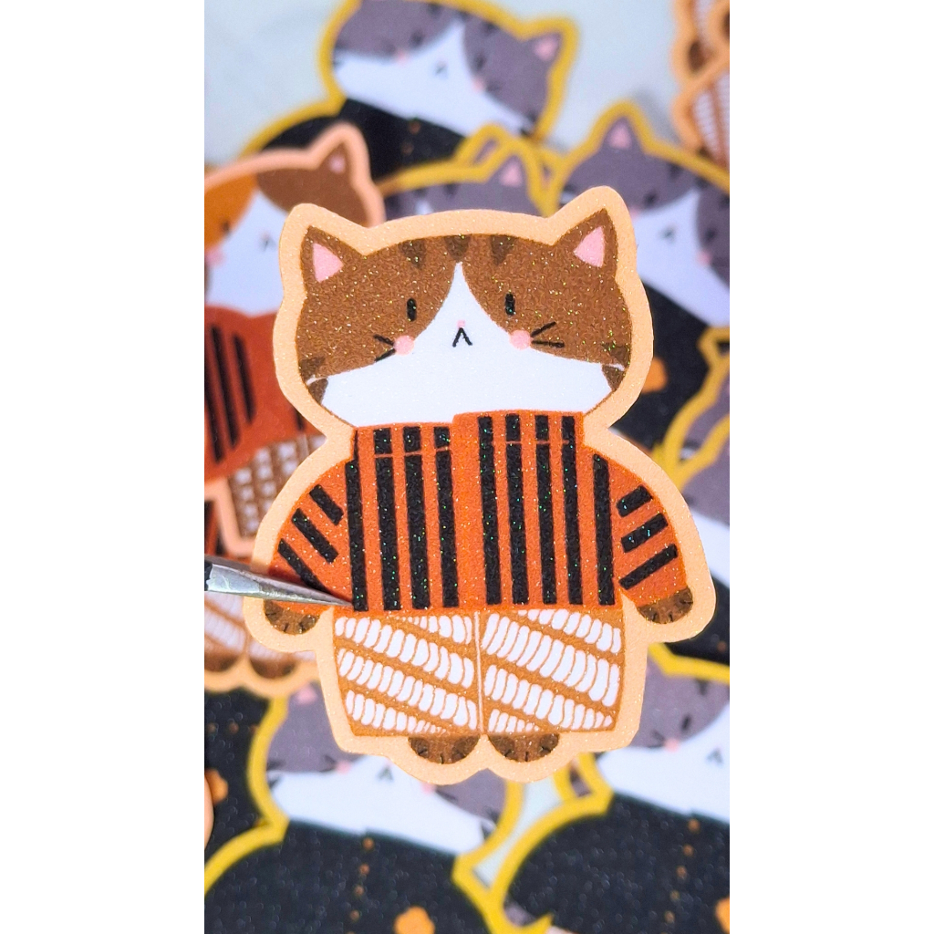 Sticker kucing jawa die cut vinyl glitter